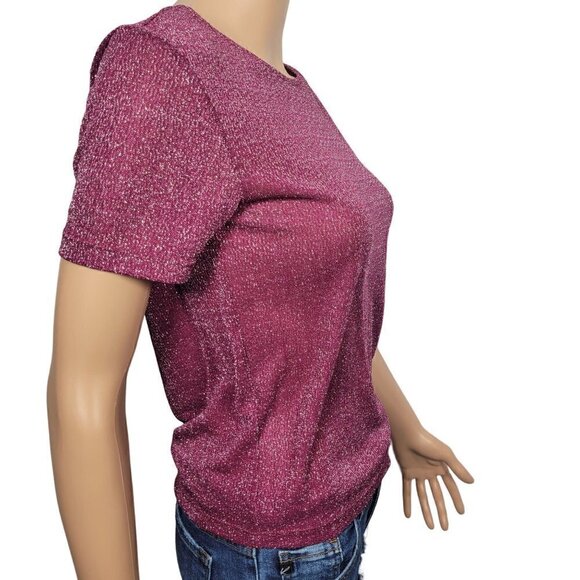 Seven Seven Women's Sparkly Berry Pink Short Sleeve Top in a Size Small - Picture 6 of 10